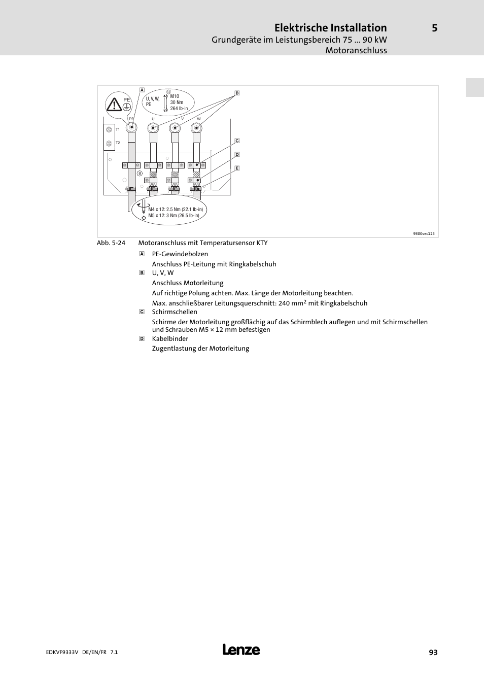Elektrische installation | Lenze EVF9333 User Manual | Page 93 / 324