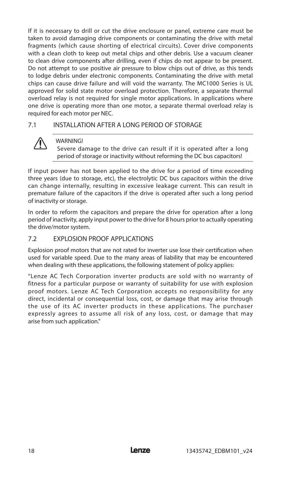 Lenze MC1000 Series User Manual | Page 22 / 84