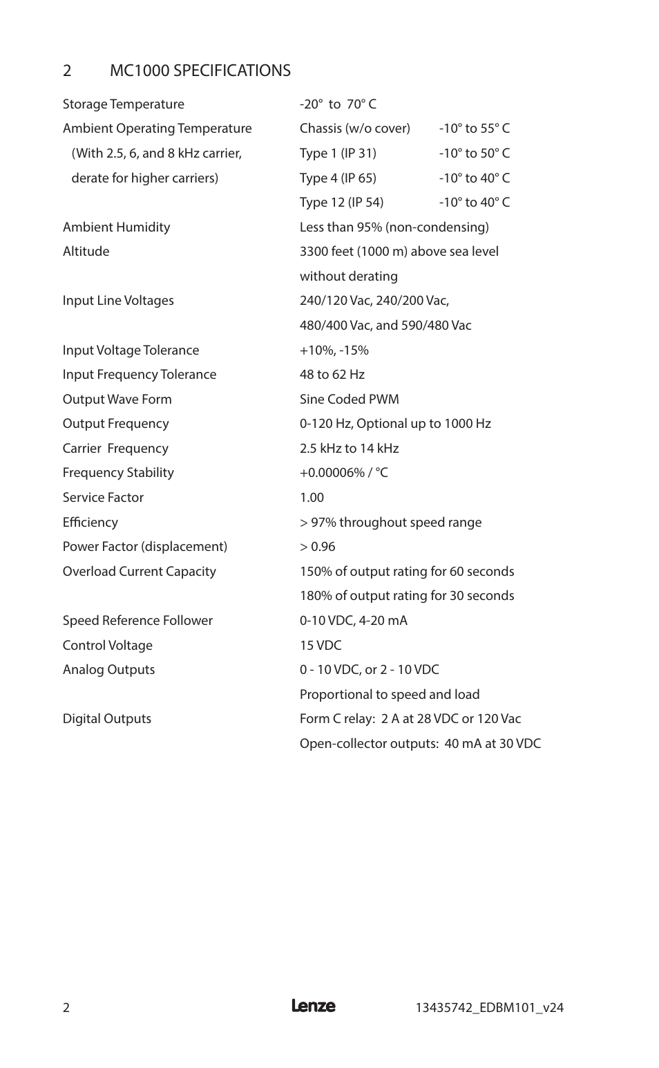 Lenze MC1000 Series User Manual | Page 6 / 84
