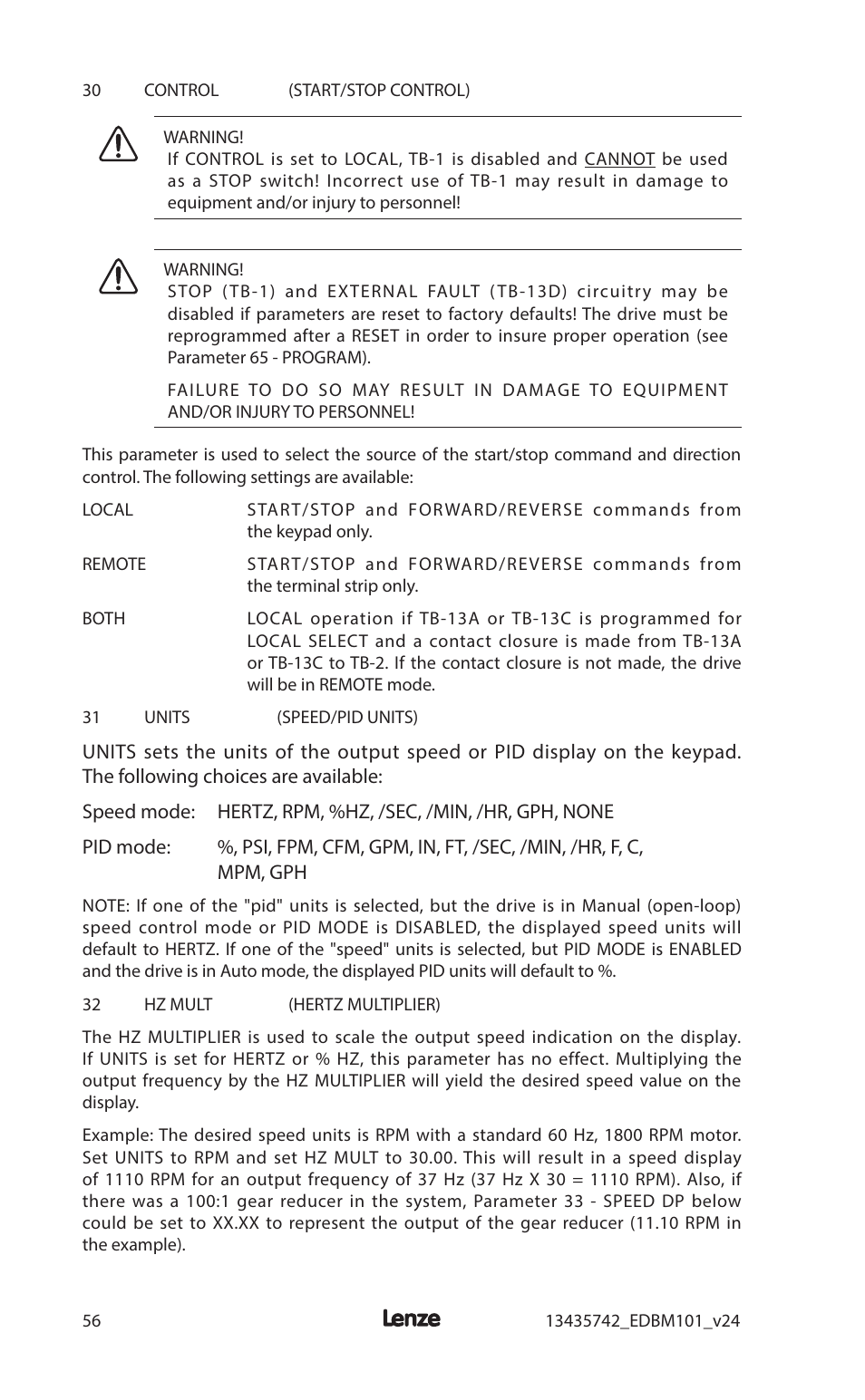 Lenze MC1000 Series User Manual | Page 60 / 84