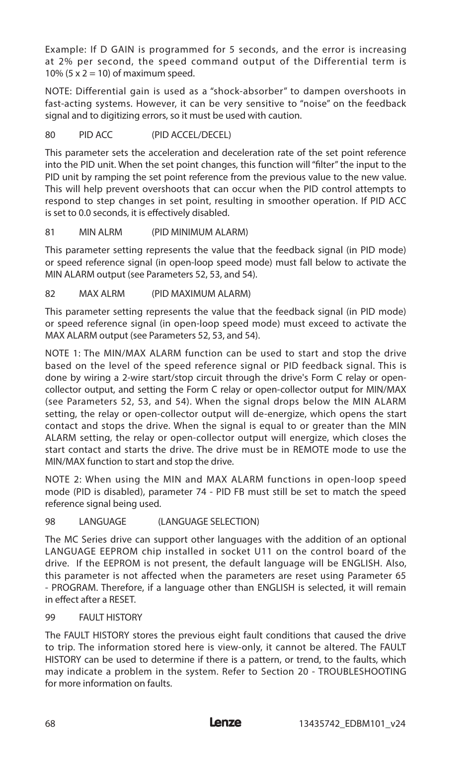 Lenze MC1000 Series User Manual | Page 72 / 84