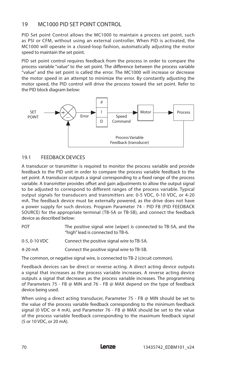 Lenze MC1000 Series User Manual | Page 74 / 84