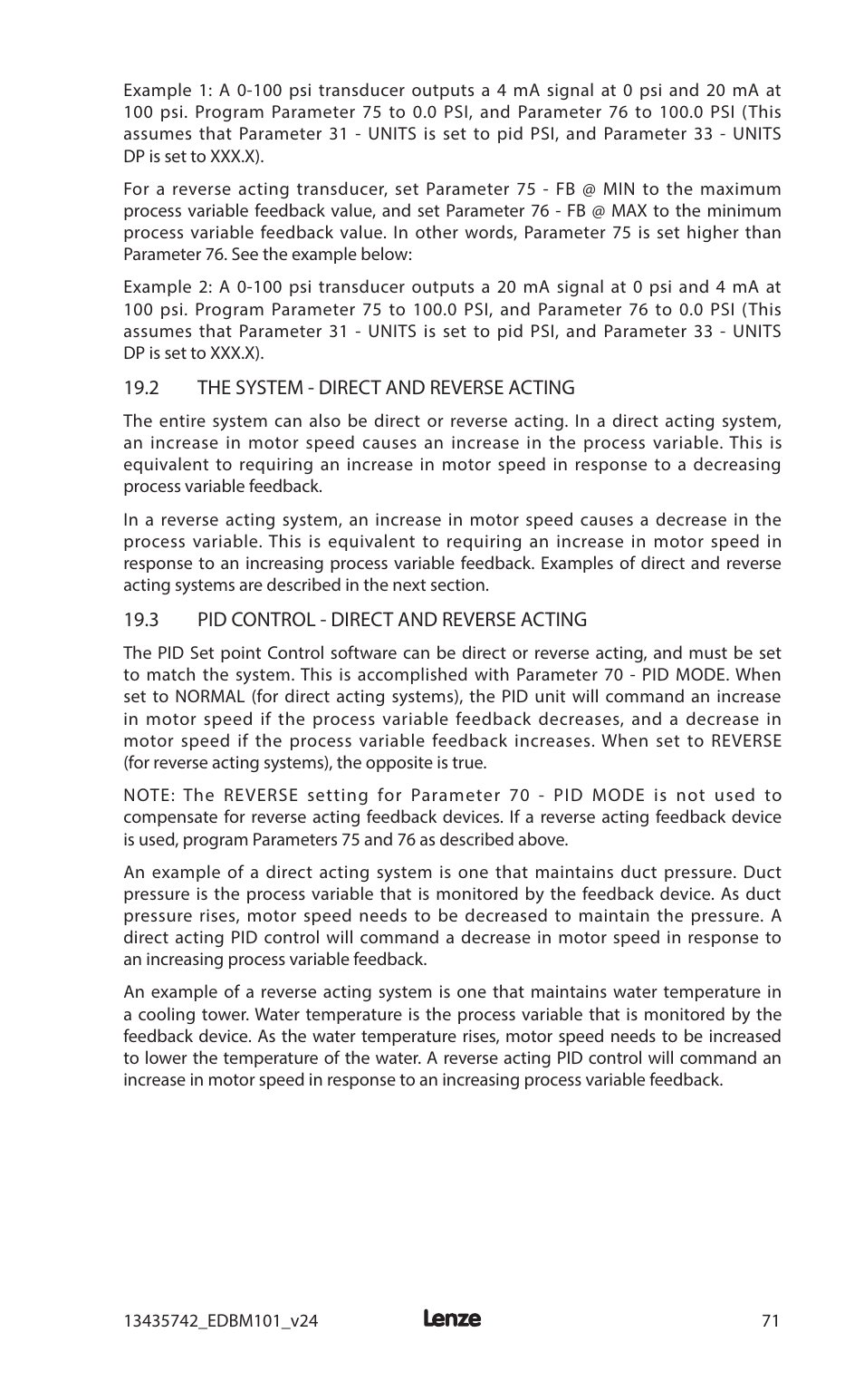 Lenze MC1000 Series User Manual | Page 75 / 84