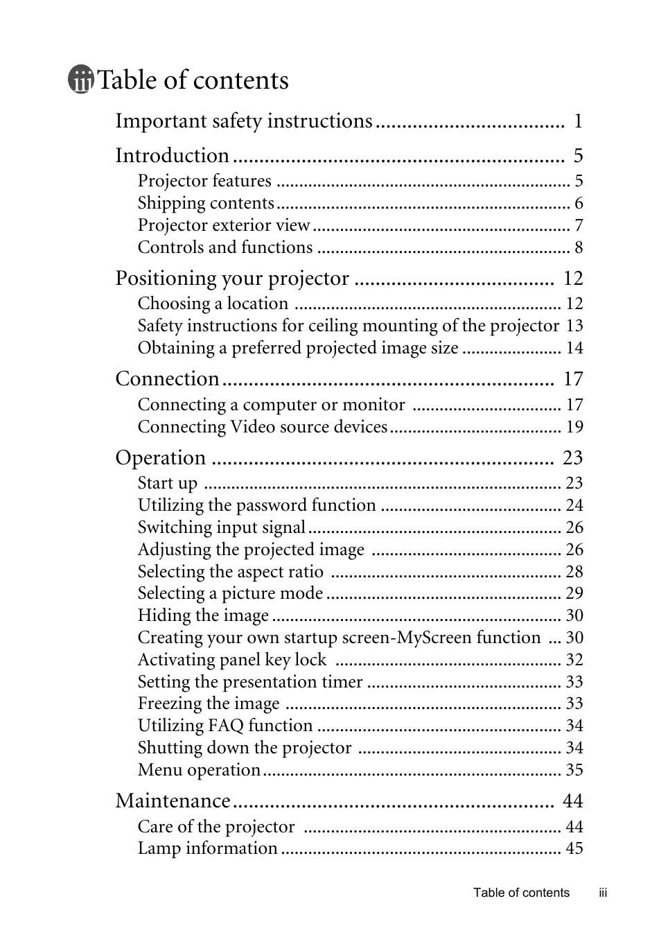 BenQ MP611 User Manual | Page 3 / 60