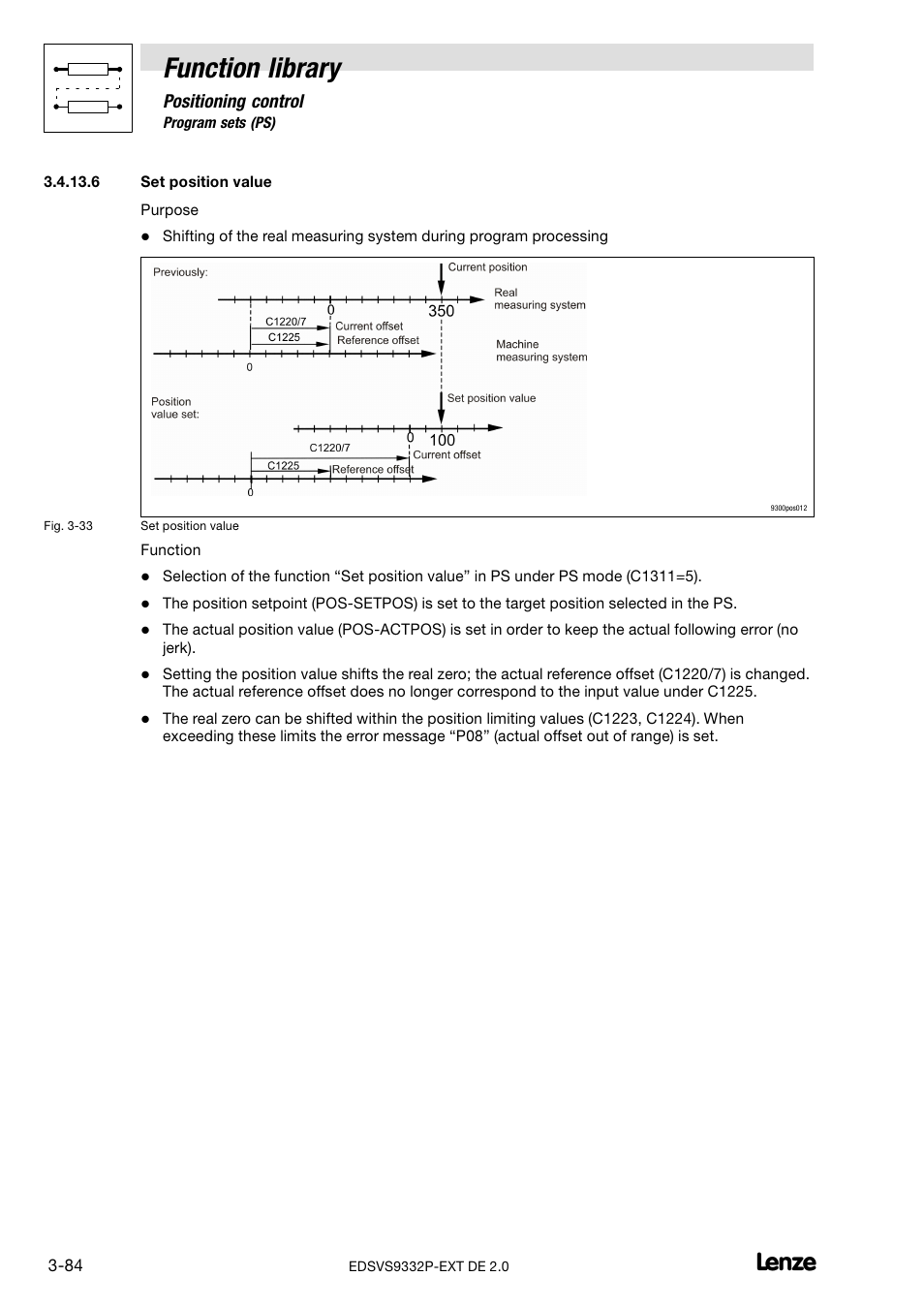 Set position value, Function library, Positioning control | Lenze EVS9332xP User Manual | Page 112 / 334
