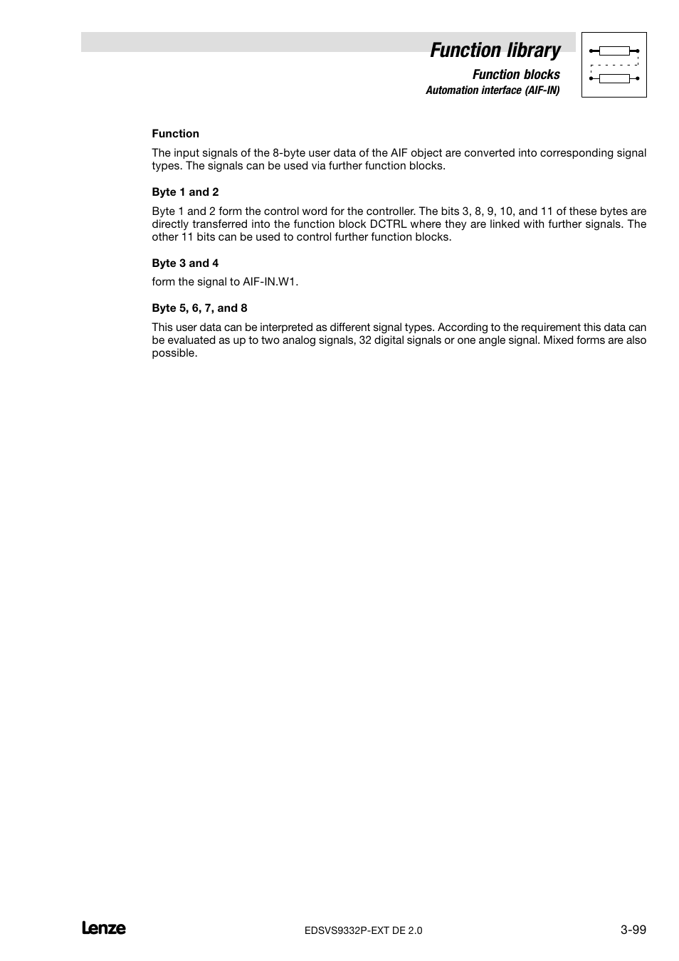 Function library | Lenze EVS9332xP User Manual | Page 127 / 334