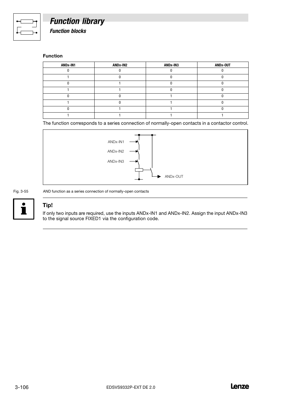 Function library, Function blocks | Lenze EVS9332xP User Manual | Page 134 / 334