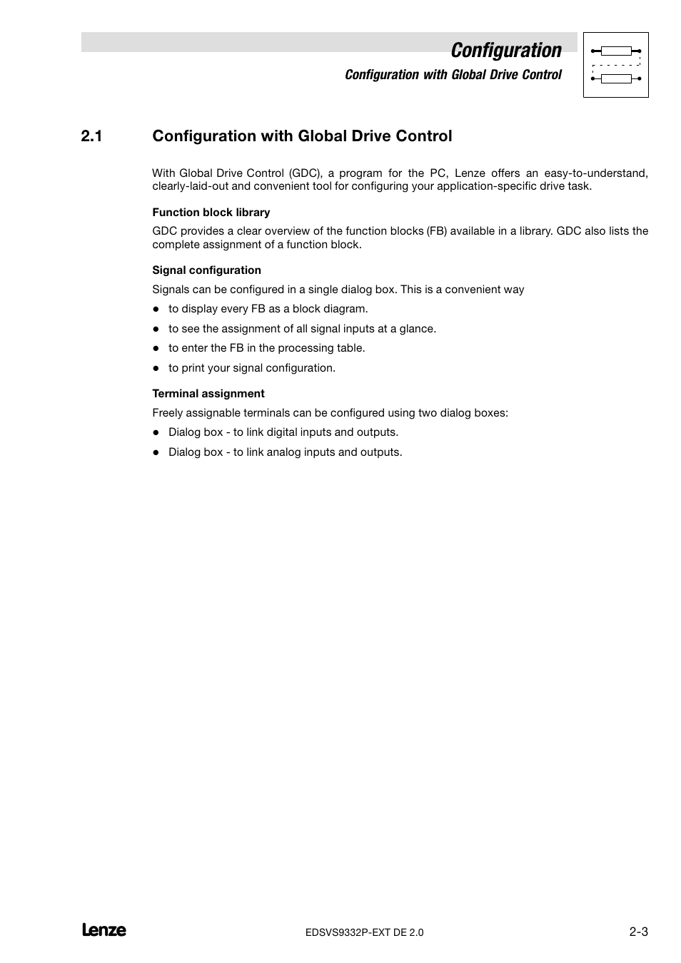 1 configuration with global drive control, Configuration with global drive control, Configuration | Lenze EVS9332xP User Manual | Page 15 / 334