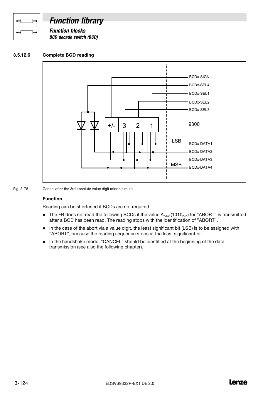 Complete bcd reading, Function library | Lenze EVS9332xP User Manual | Page 152 / 334