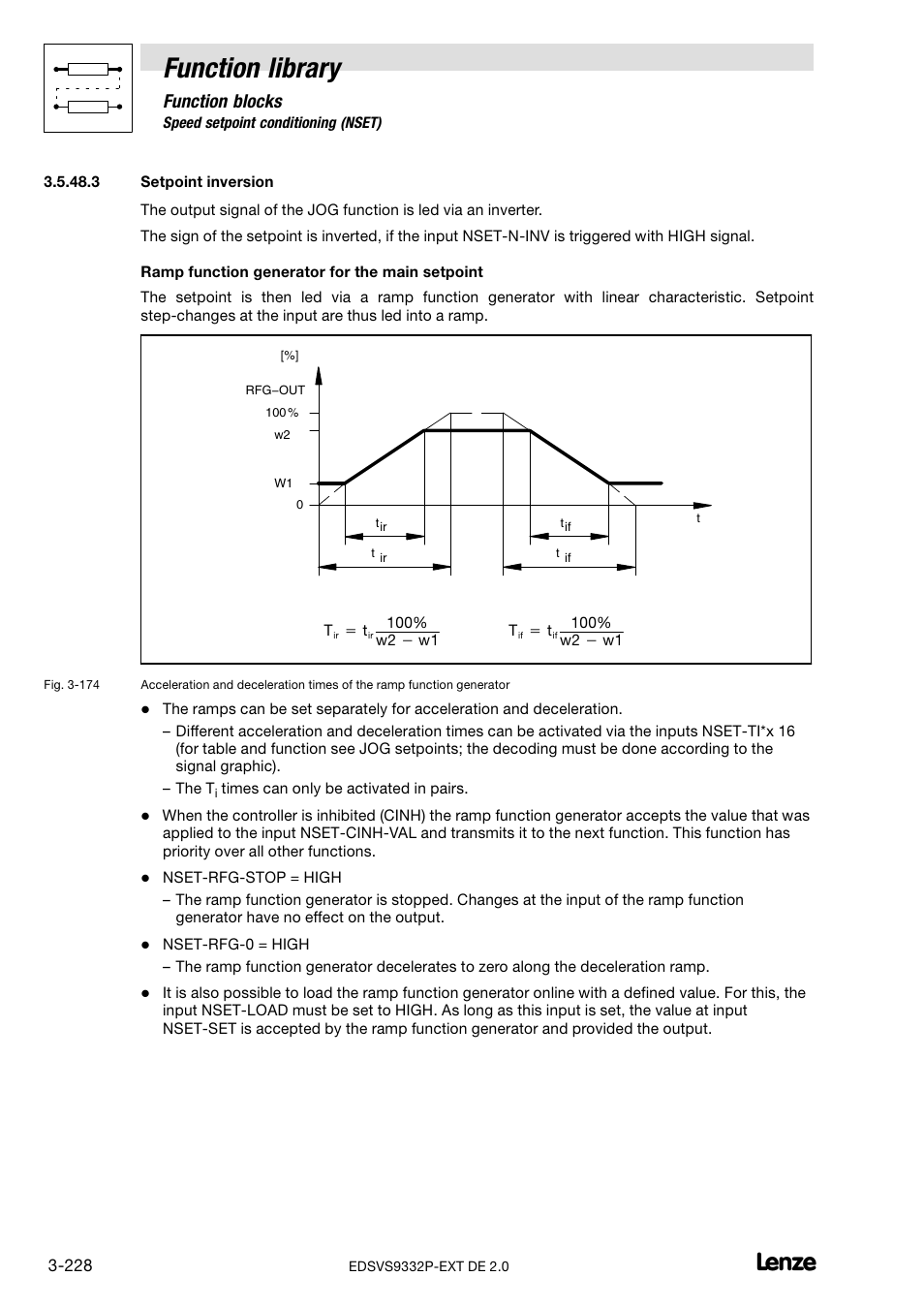 Setpoint inversion, Function library, Function blocks | Lenze EVS9332xP User Manual | Page 256 / 334