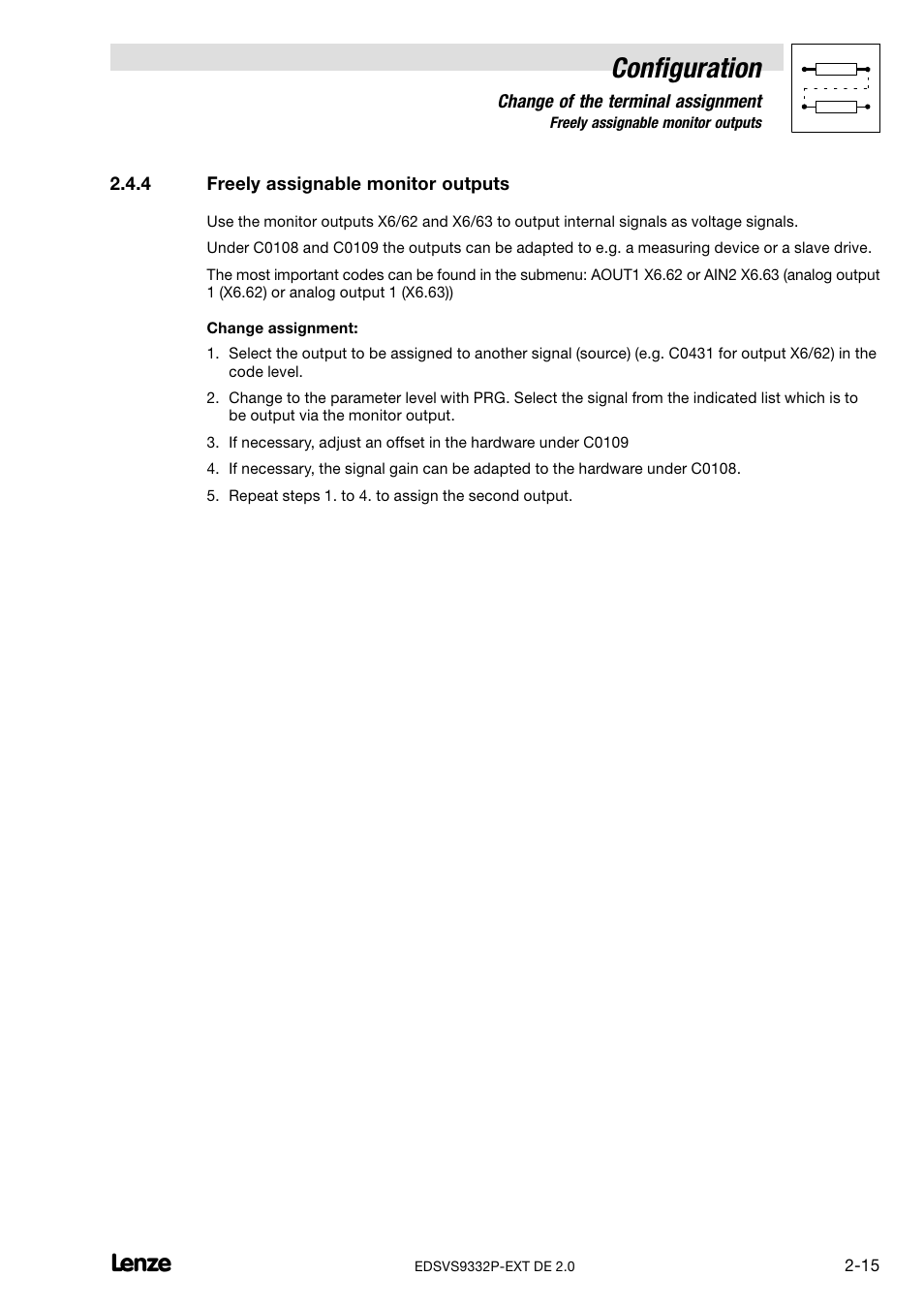 4 freely assignable monitor outputs, Freely assignable monitor outputs, Configuration | Lenze EVS9332xP User Manual | Page 27 / 334