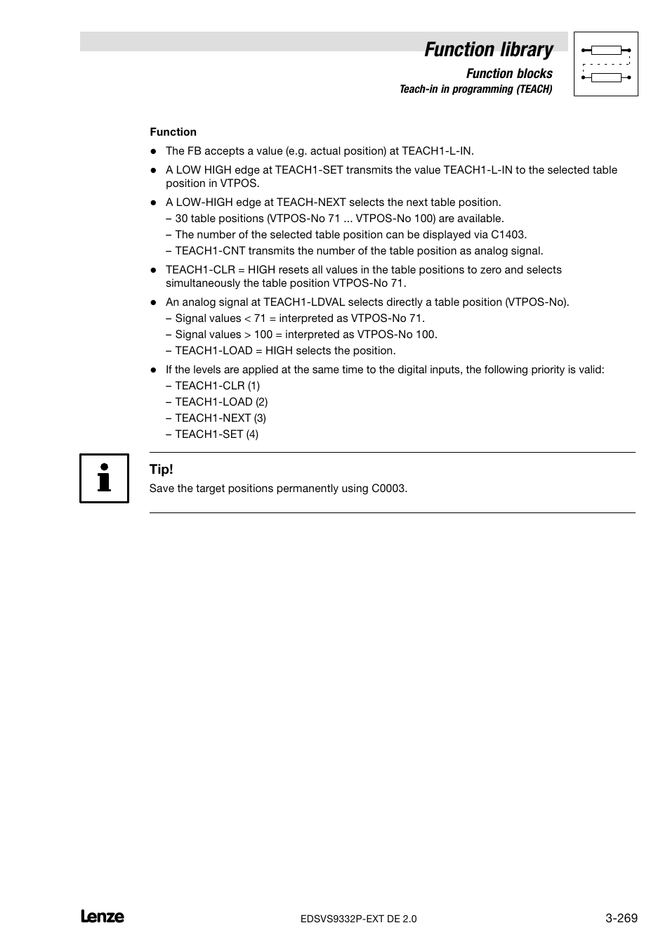 Function library | Lenze EVS9332xP User Manual | Page 297 / 334