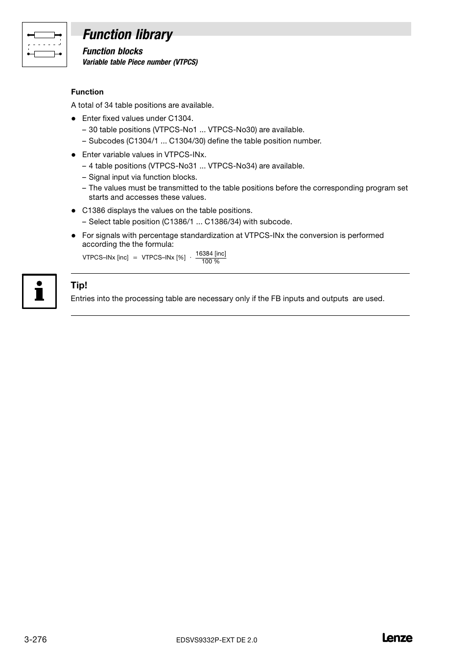 Function library | Lenze EVS9332xP User Manual | Page 304 / 334