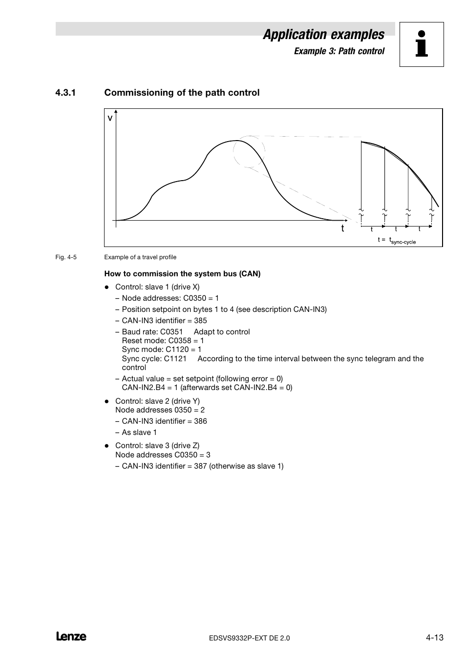1 commissioning of the path control, Commissioning of the path control, Application examples | Lenze EVS9332xP User Manual | Page 323 / 334