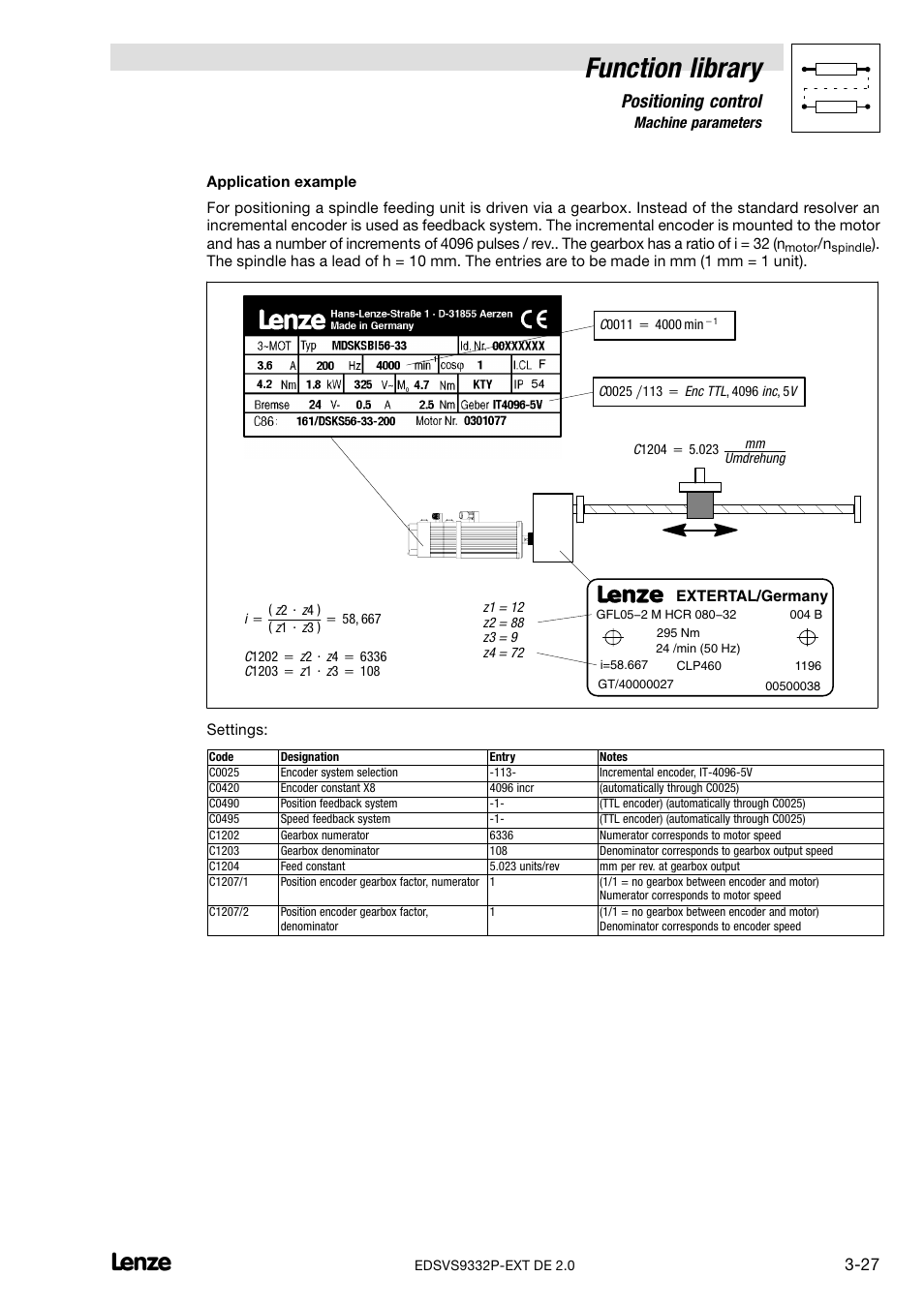 Function library, Positioning control | Lenze EVS9332xP User Manual | Page 55 / 334