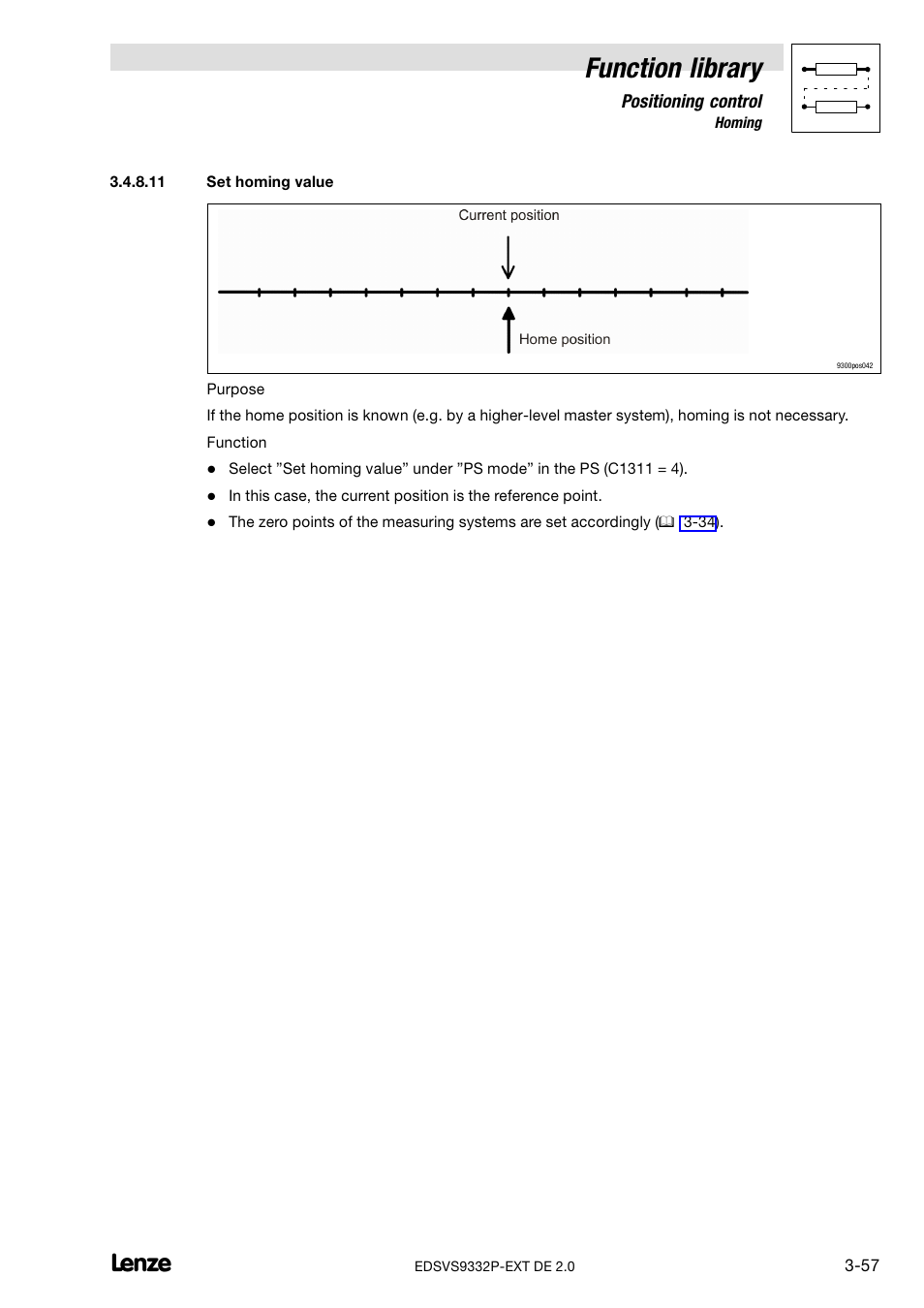Set homing value, Function library | Lenze EVS9332xP User Manual | Page 85 / 334