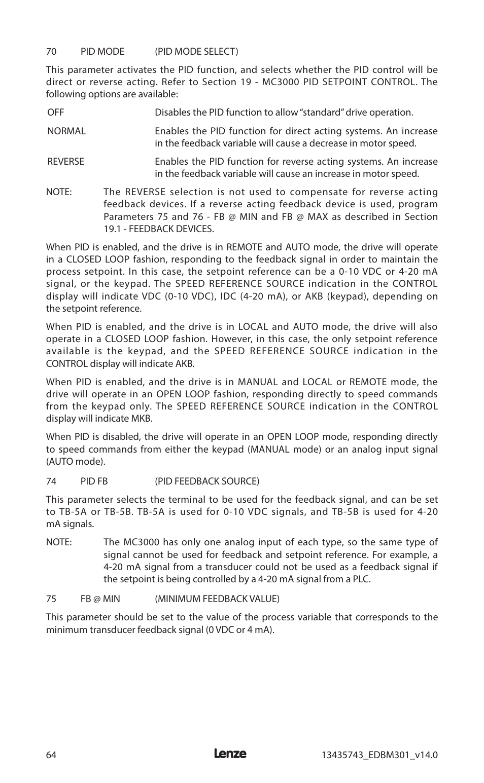Lenze MC3000 Series User Manual | Page 68 / 84