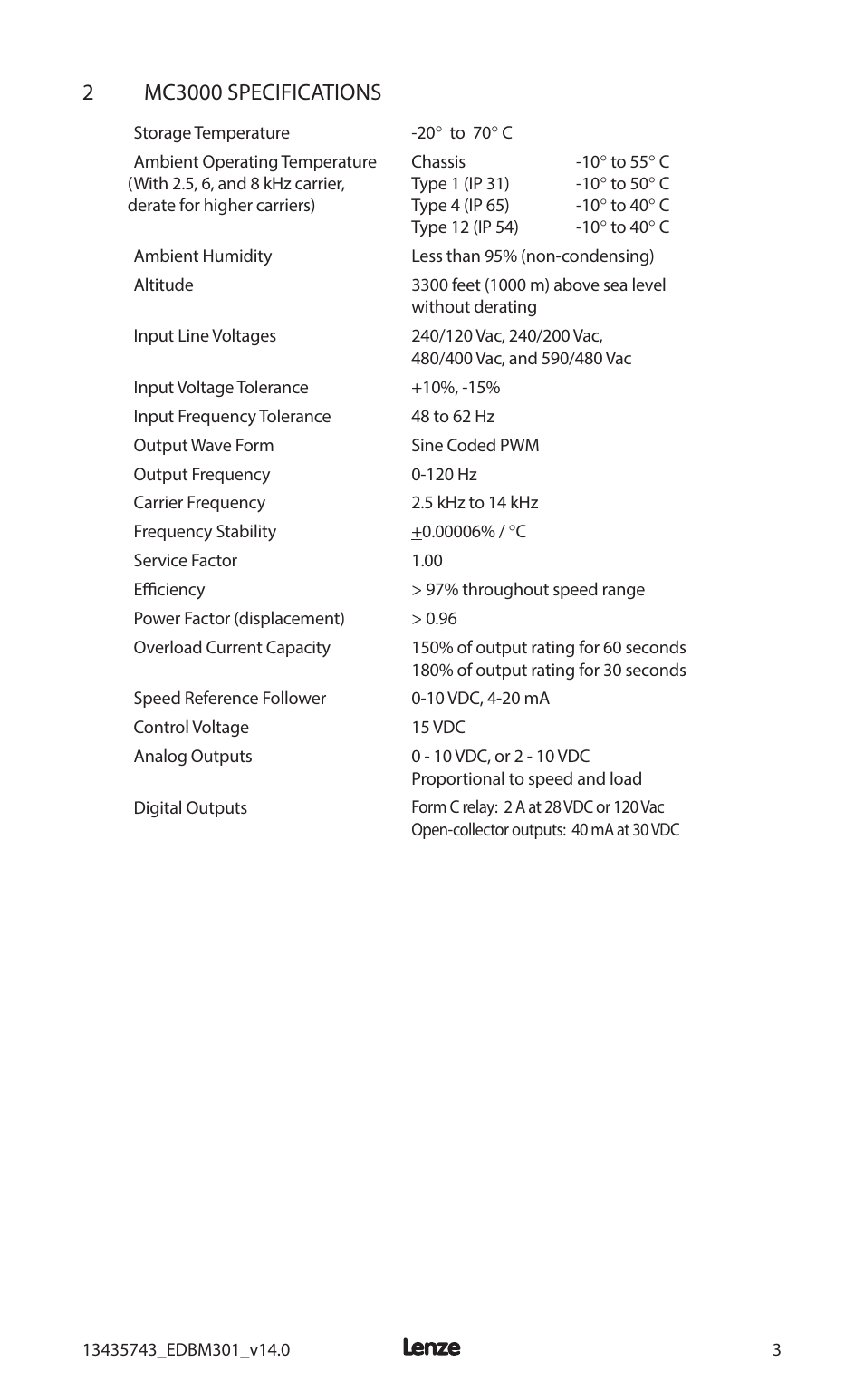 Lenze MC3000 Series User Manual | Page 7 / 84