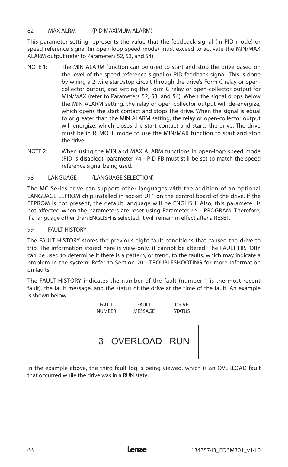 3 overload run | Lenze MC3000 Series User Manual | Page 70 / 84