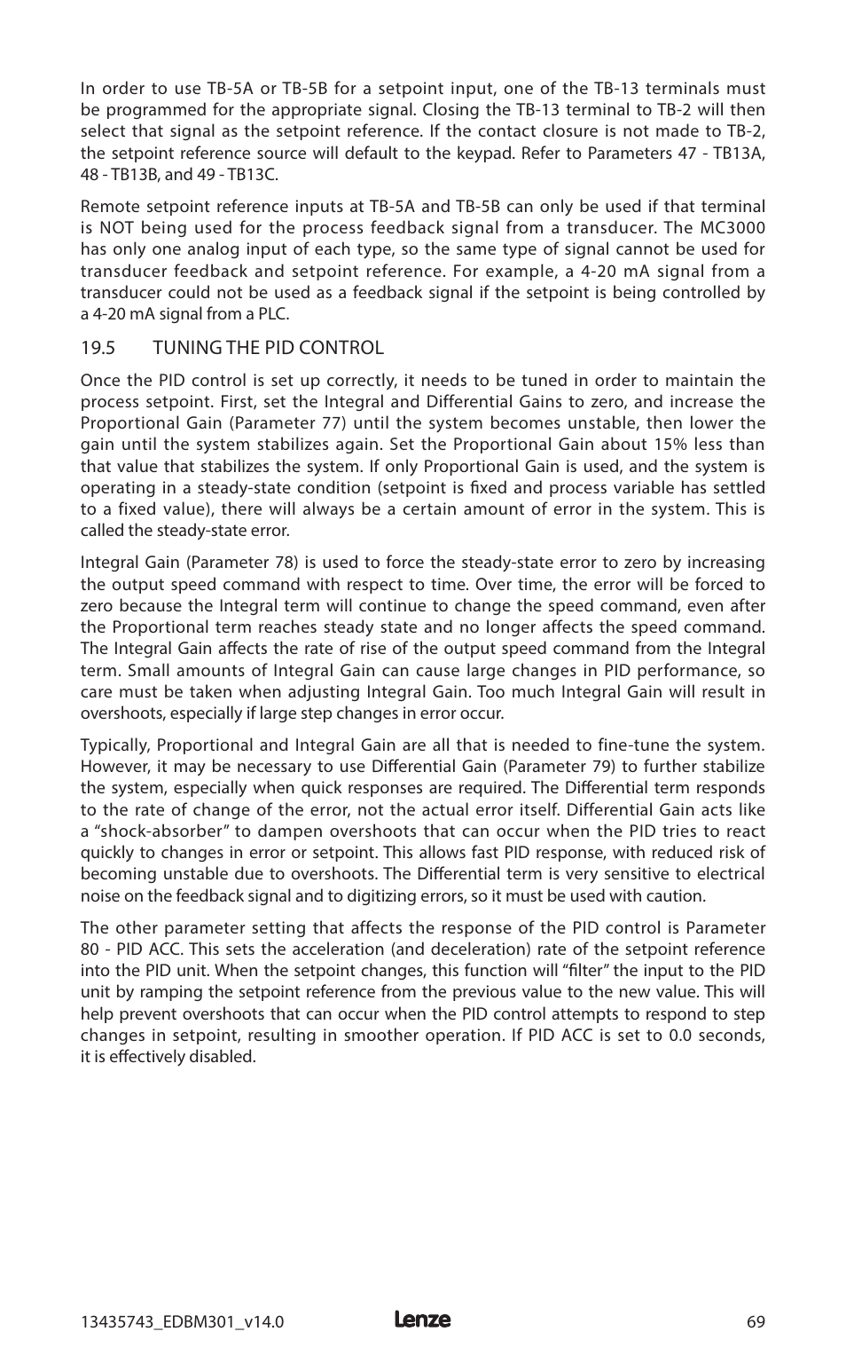 Lenze MC3000 Series User Manual | Page 73 / 84