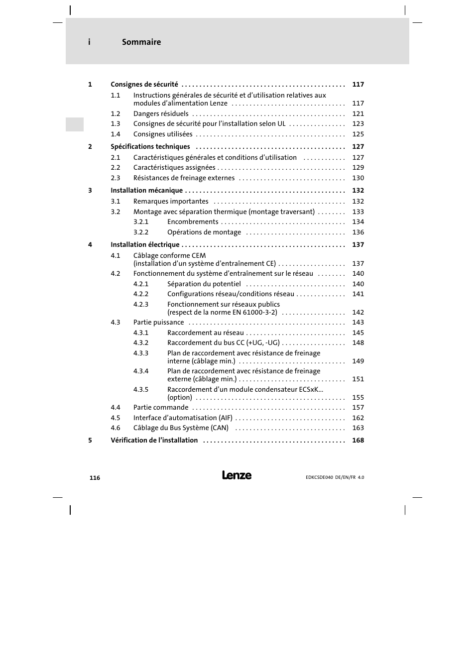 Sommaire | Lenze ECSDExxx User Manual | Page 116 / 170