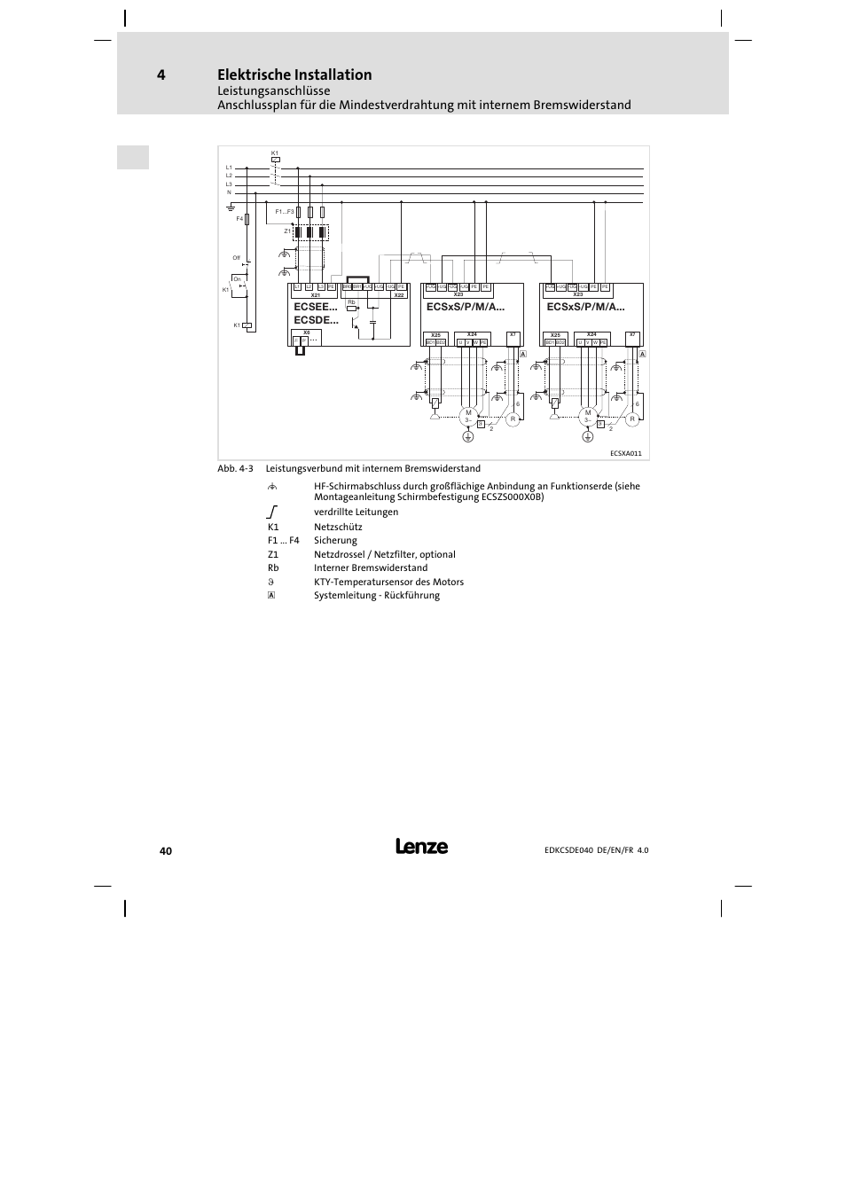 Elektrische installation | Lenze ECSDExxx User Manual | Page 40 / 170