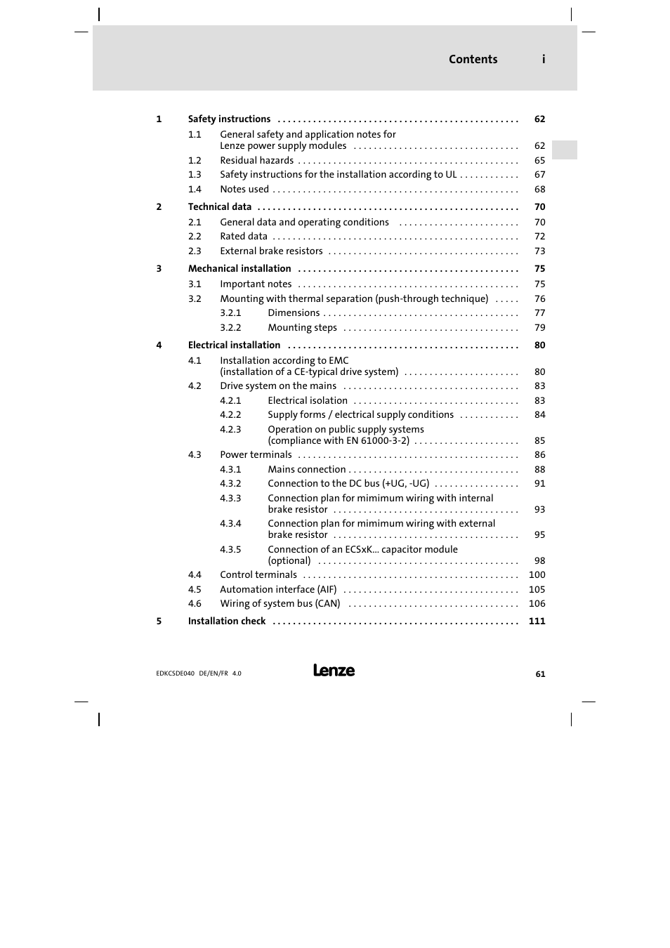 Lenze ECSDExxx User Manual | Page 61 / 170