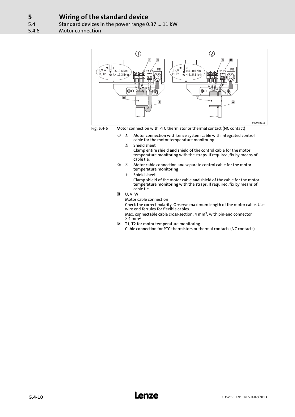 Wiring of the standard device | Lenze EVS9332xP User Manual | Page 102 / 445