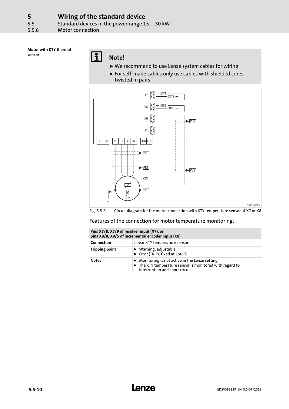 Wiring of the standard device | Lenze EVS9332xP User Manual | Page 114 / 445