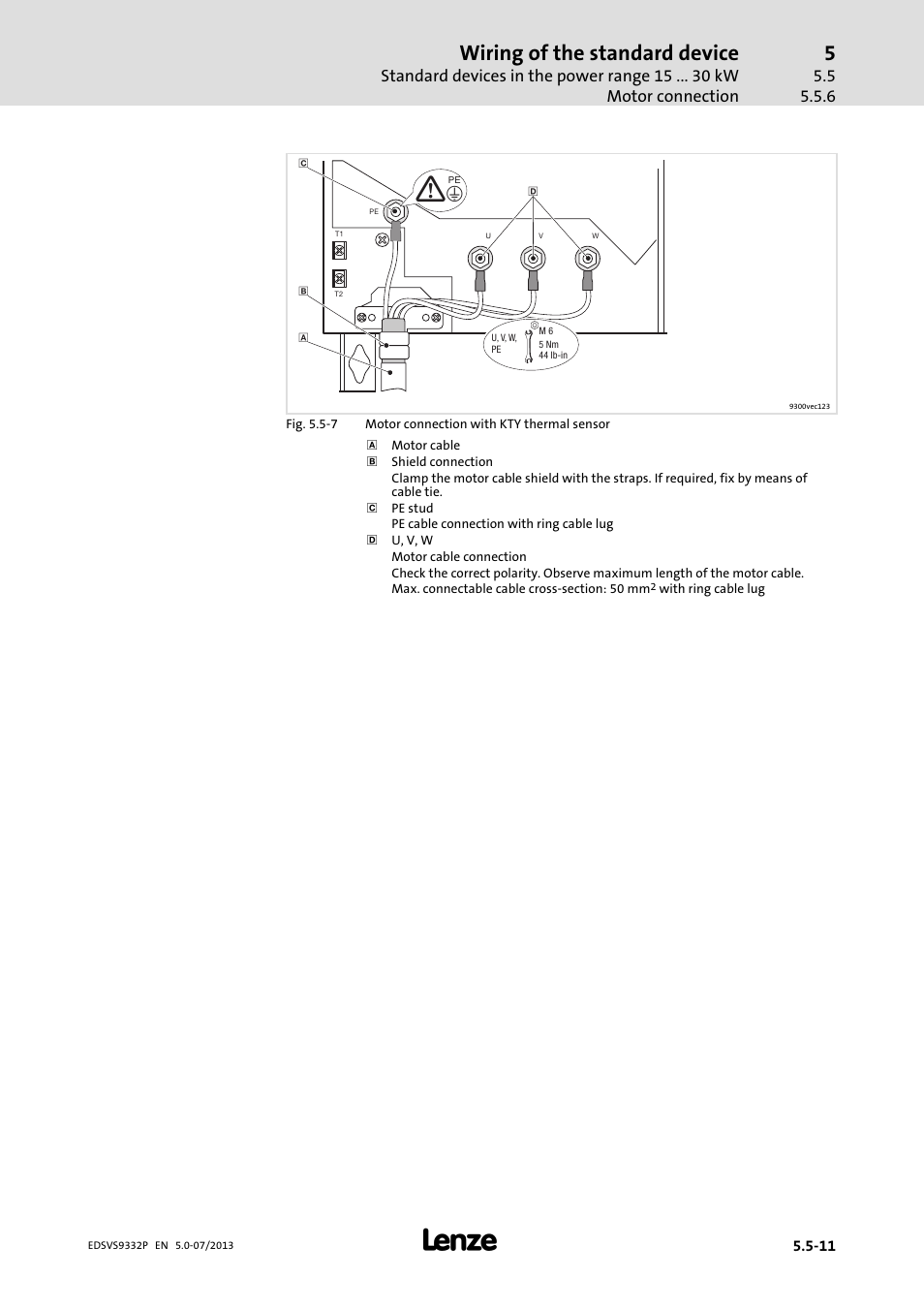 Wiring of the standard device | Lenze EVS9332xP User Manual | Page 115 / 445