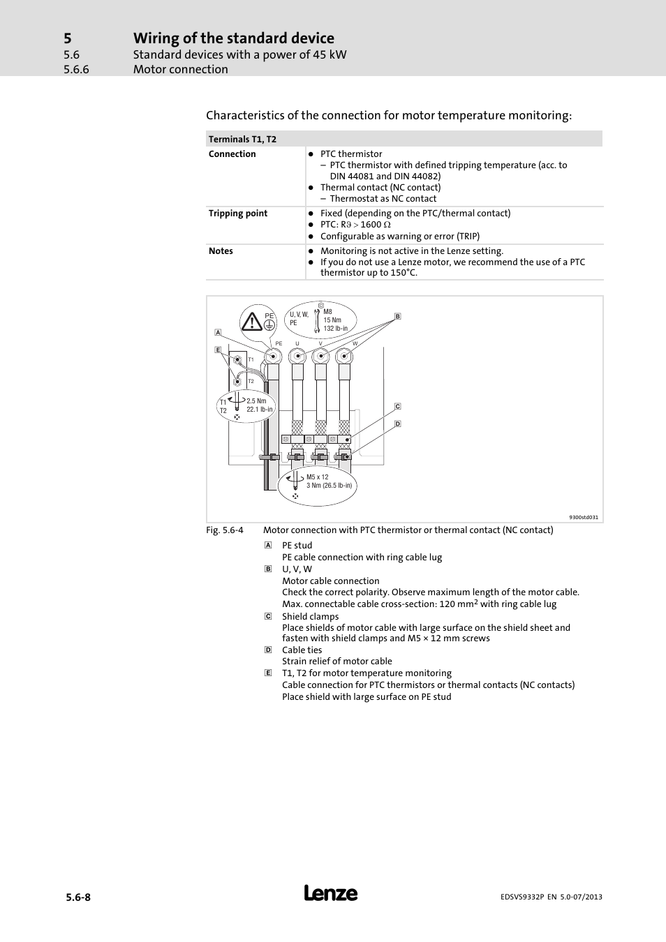 Wiring of the standard device | Lenze EVS9332xP User Manual | Page 124 / 445