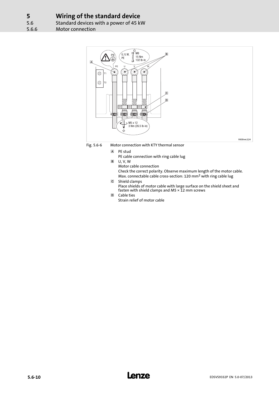 Wiring of the standard device | Lenze EVS9332xP User Manual | Page 126 / 445