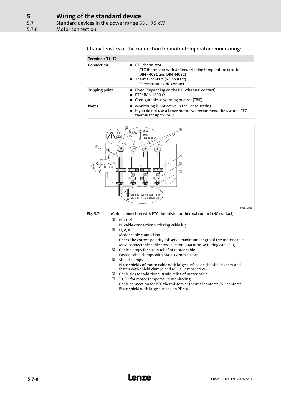 Wiring of the standard device | Lenze EVS9332xP User Manual | Page 134 / 445