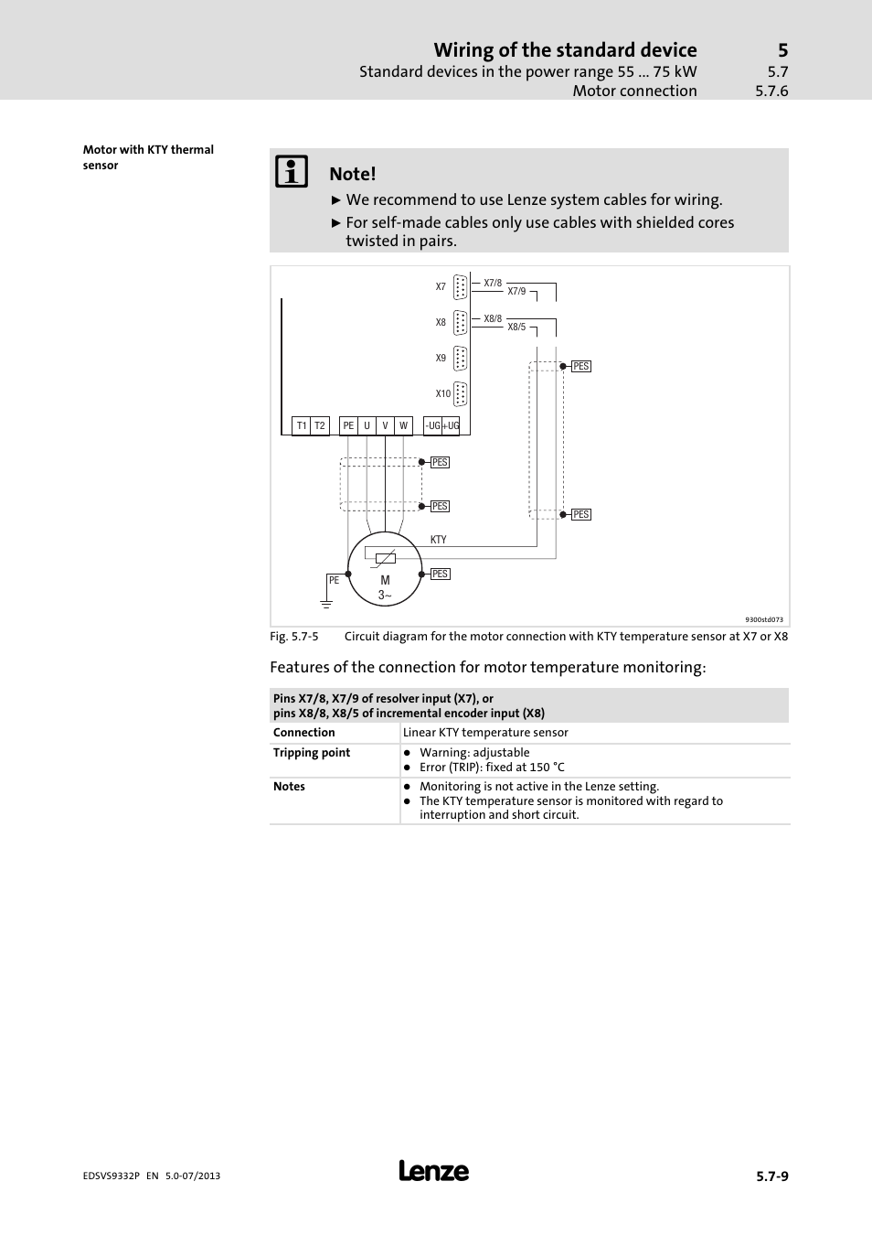 Wiring of the standard device | Lenze EVS9332xP User Manual | Page 135 / 445