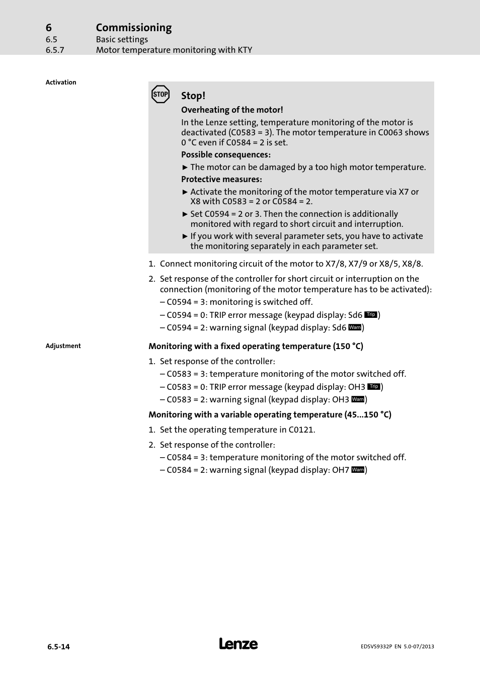 Commissioning | Lenze EVS9332xP User Manual | Page 182 / 445