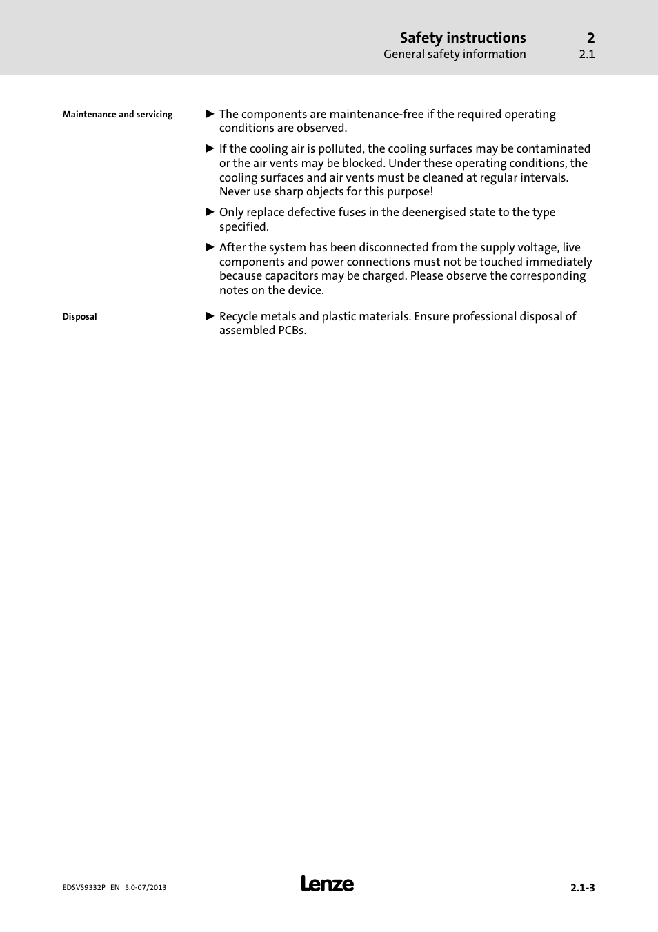 Safety instructions | Lenze EVS9332xP User Manual | Page 23 / 445