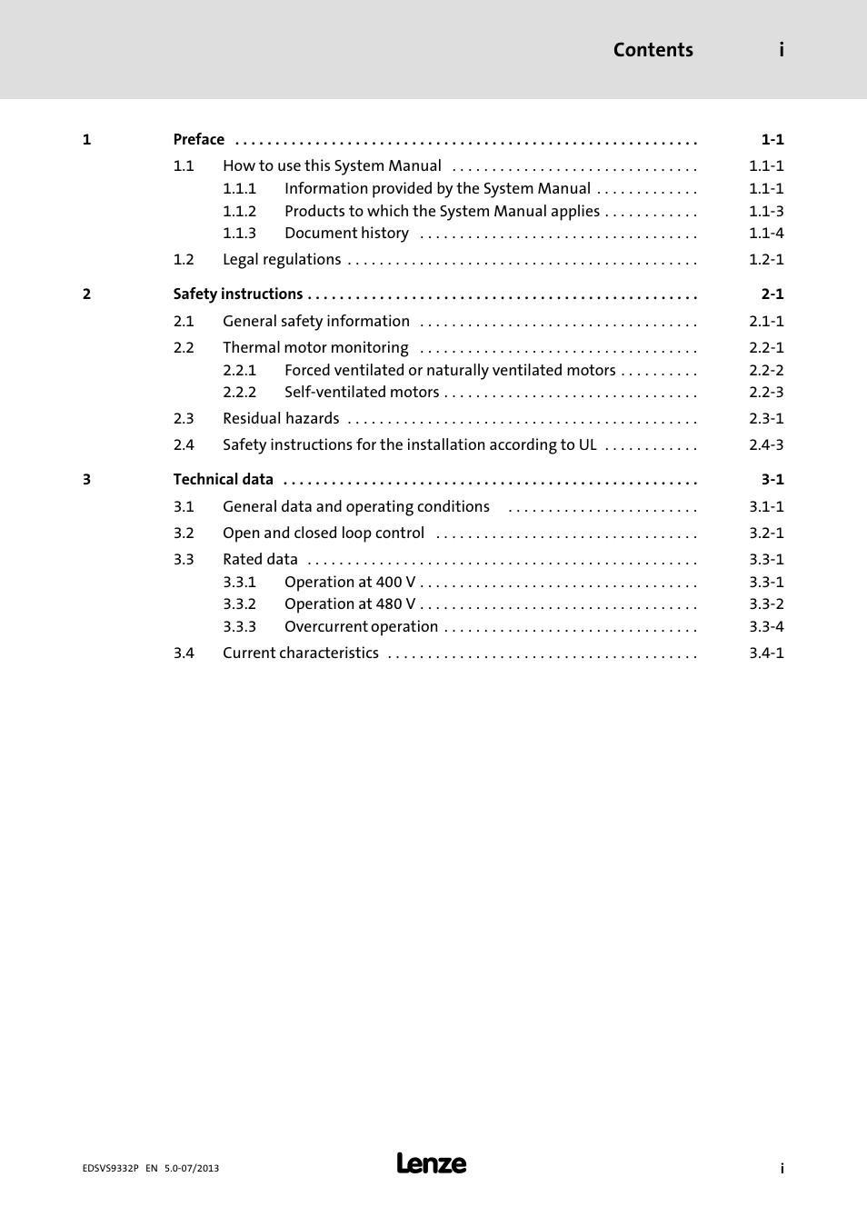 Lenze EVS9332xP User Manual | Page 3 / 445
