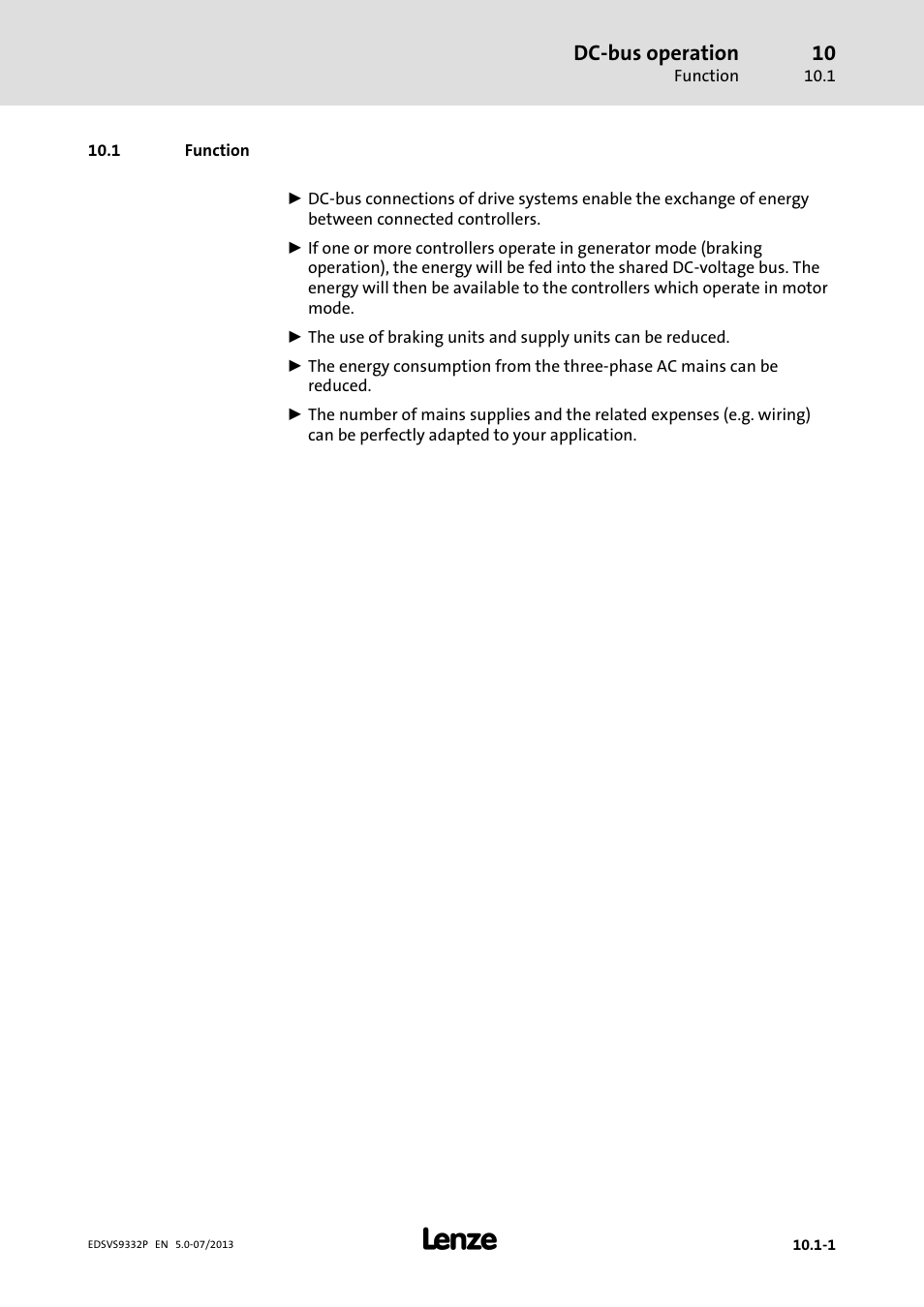 Function, Dc−bus operation | Lenze EVS9332xP User Manual | Page 403 / 445