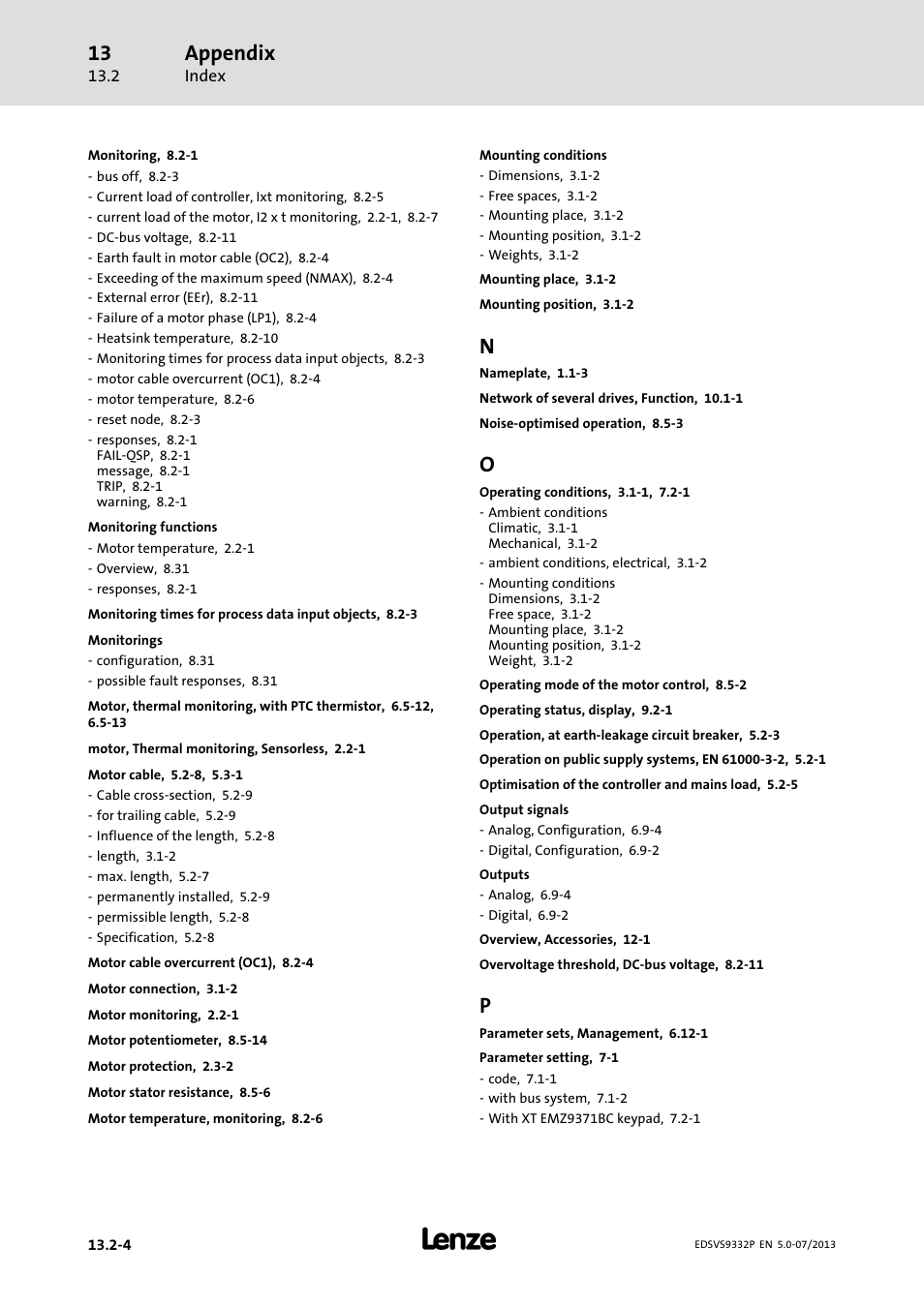 Appendix | Lenze EVS9332xP User Manual | Page 442 / 445