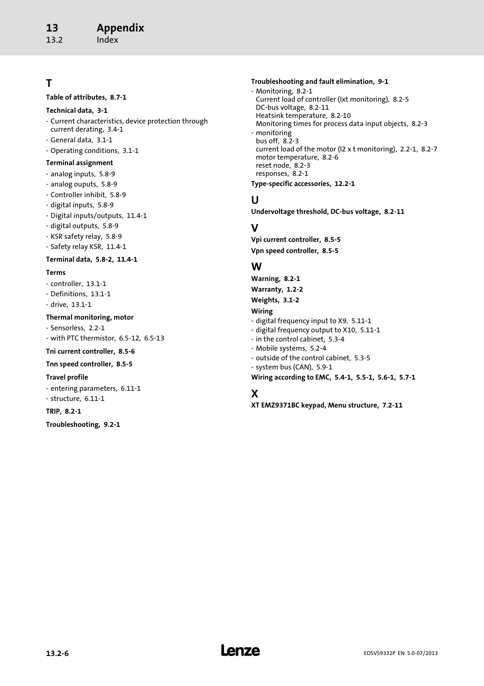 Appendix | Lenze EVS9332xP User Manual | Page 444 / 445