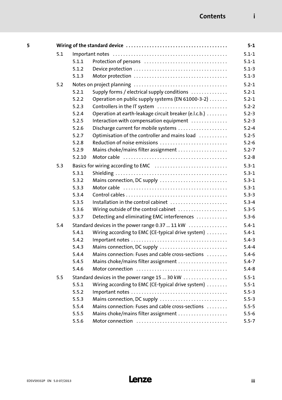 Contents i | Lenze EVS9332xP User Manual | Page 5 / 445