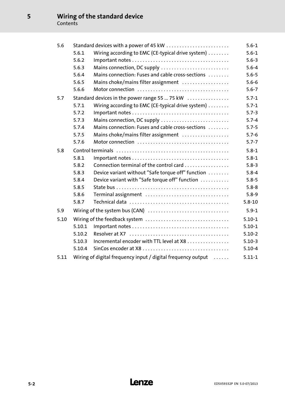 Wiring of the standard device | Lenze EVS9332xP User Manual | Page 72 / 445