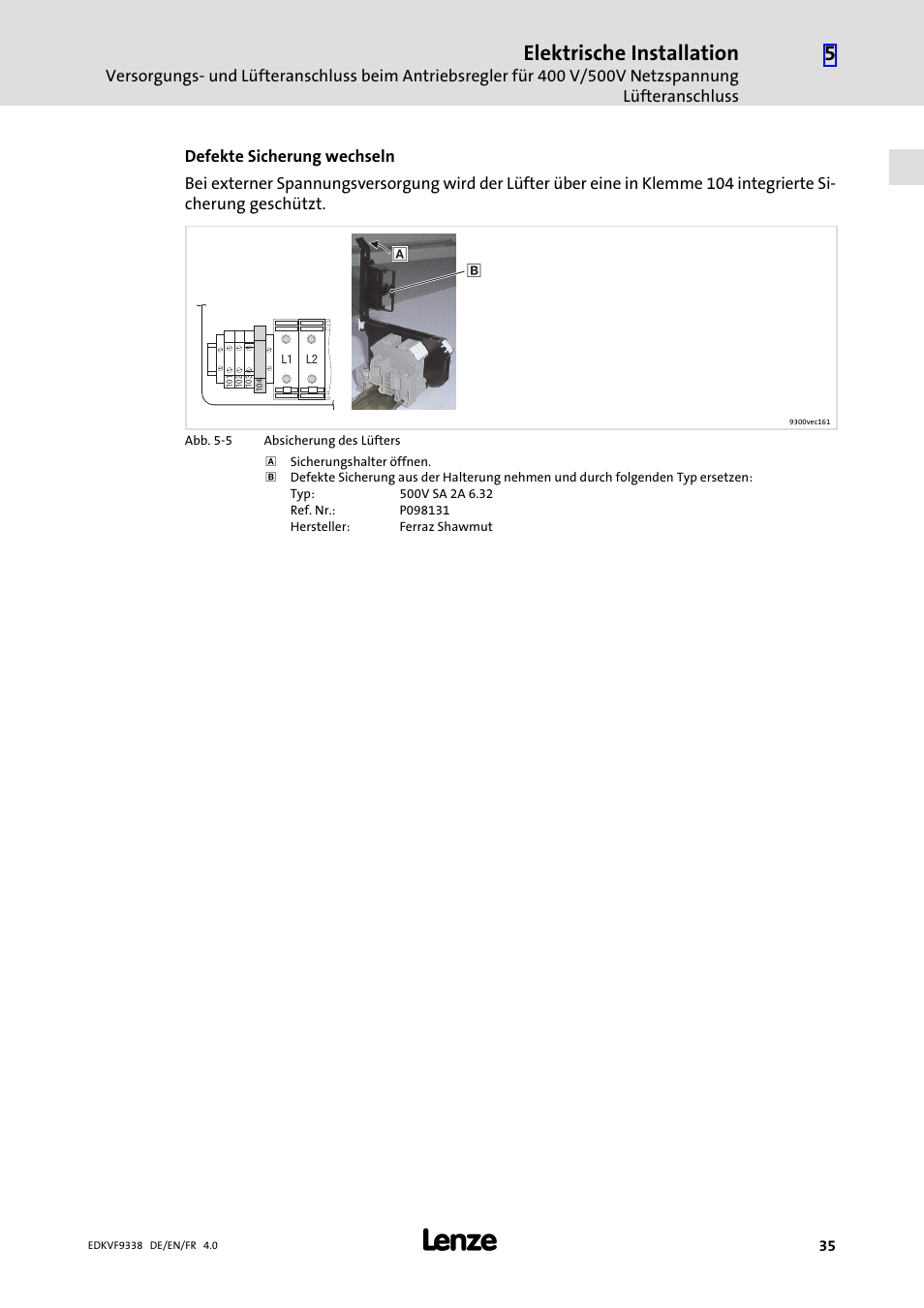 Elektrische installation | Lenze EVF9338 User Manual | Page 35 / 158