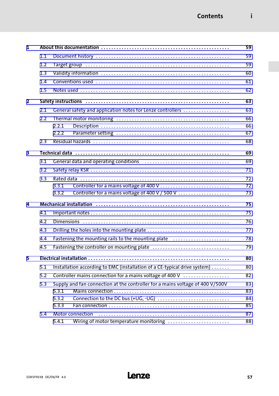 Lenze EVF9338 User Manual | Page 57 / 158