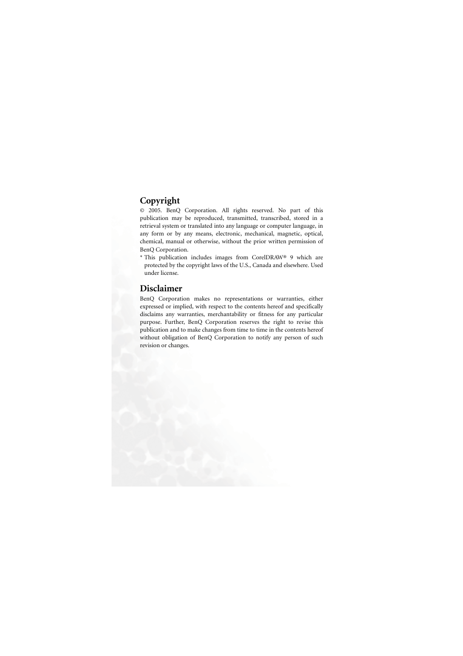 Copyright, Disclaimer | BenQ M315 User Manual | Page 2 / 110
