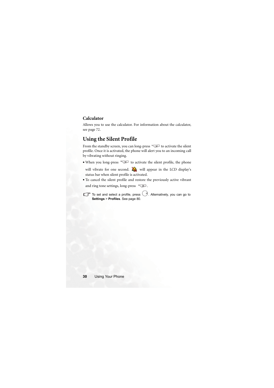 Using the silent profile | BenQ M315 User Manual | Page 42 / 110
