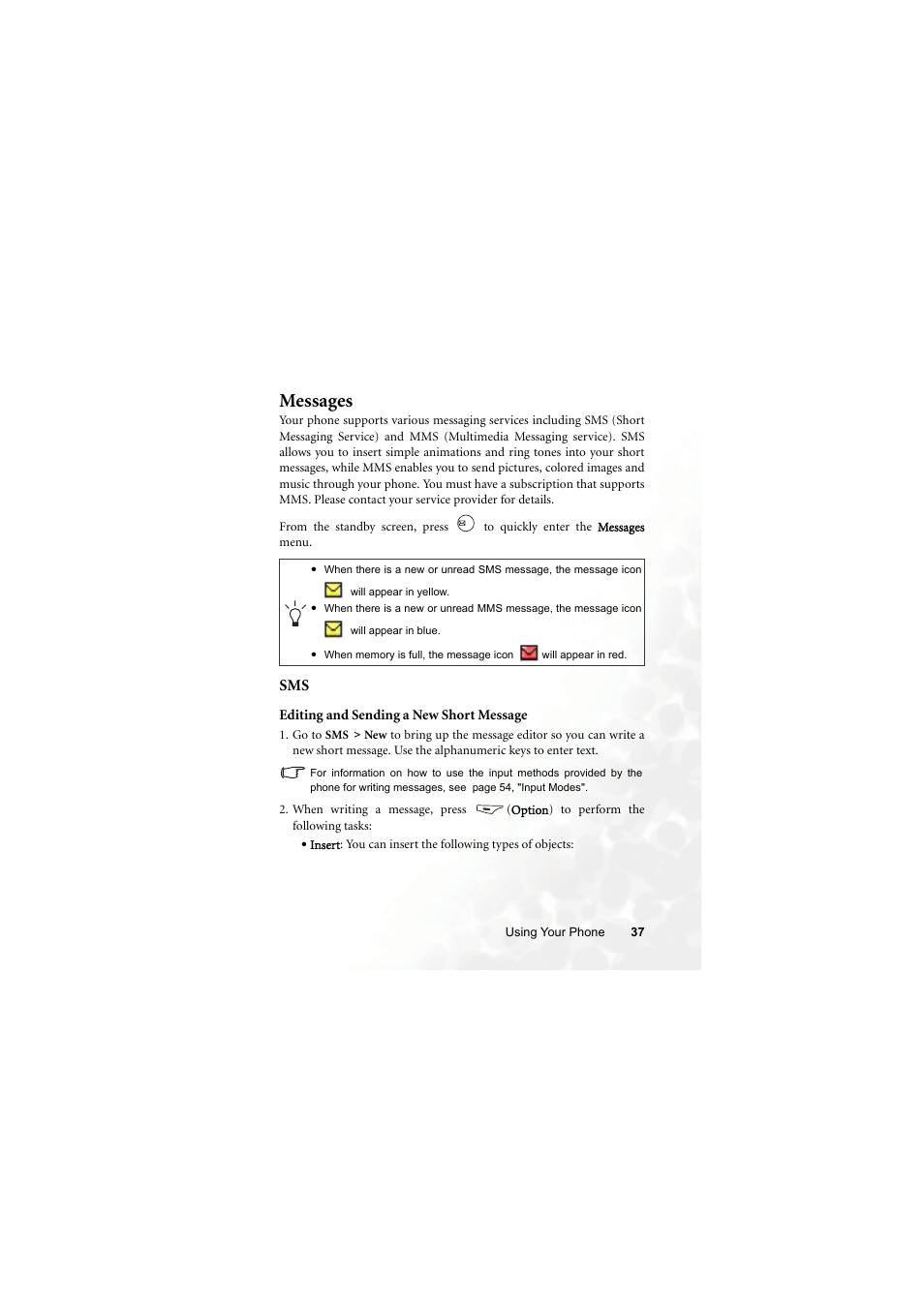 Messages | BenQ M315 User Manual | Page 49 / 110