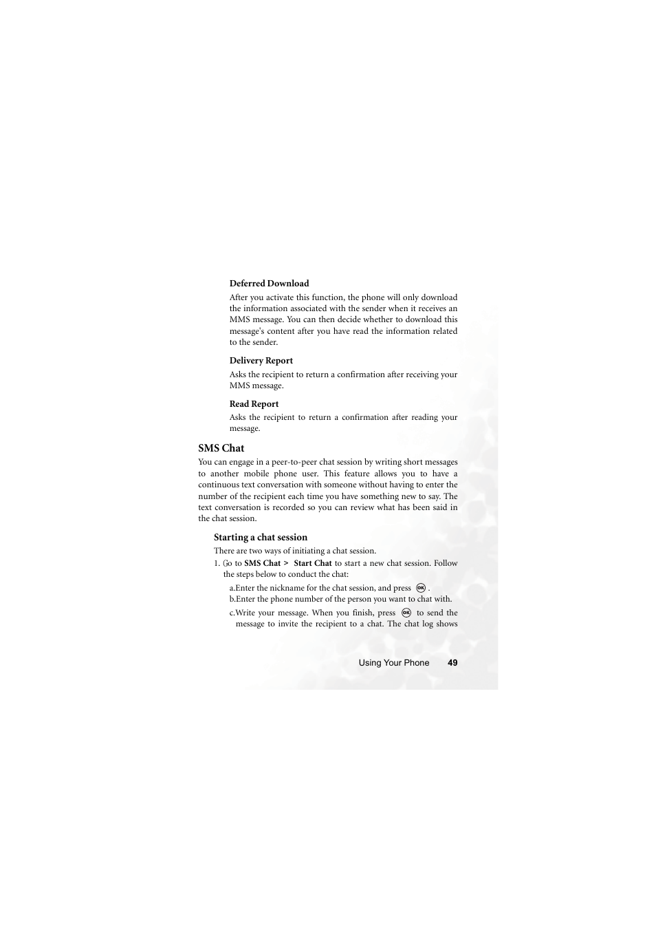Sms chat | BenQ M315 User Manual | Page 61 / 110