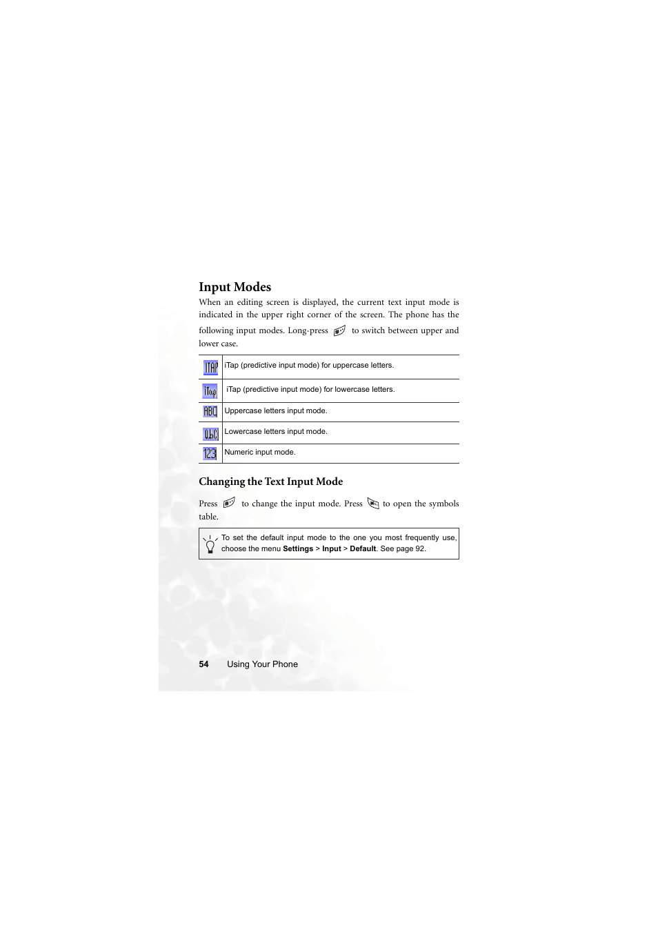 Input modes | BenQ M315 User Manual | Page 66 / 110