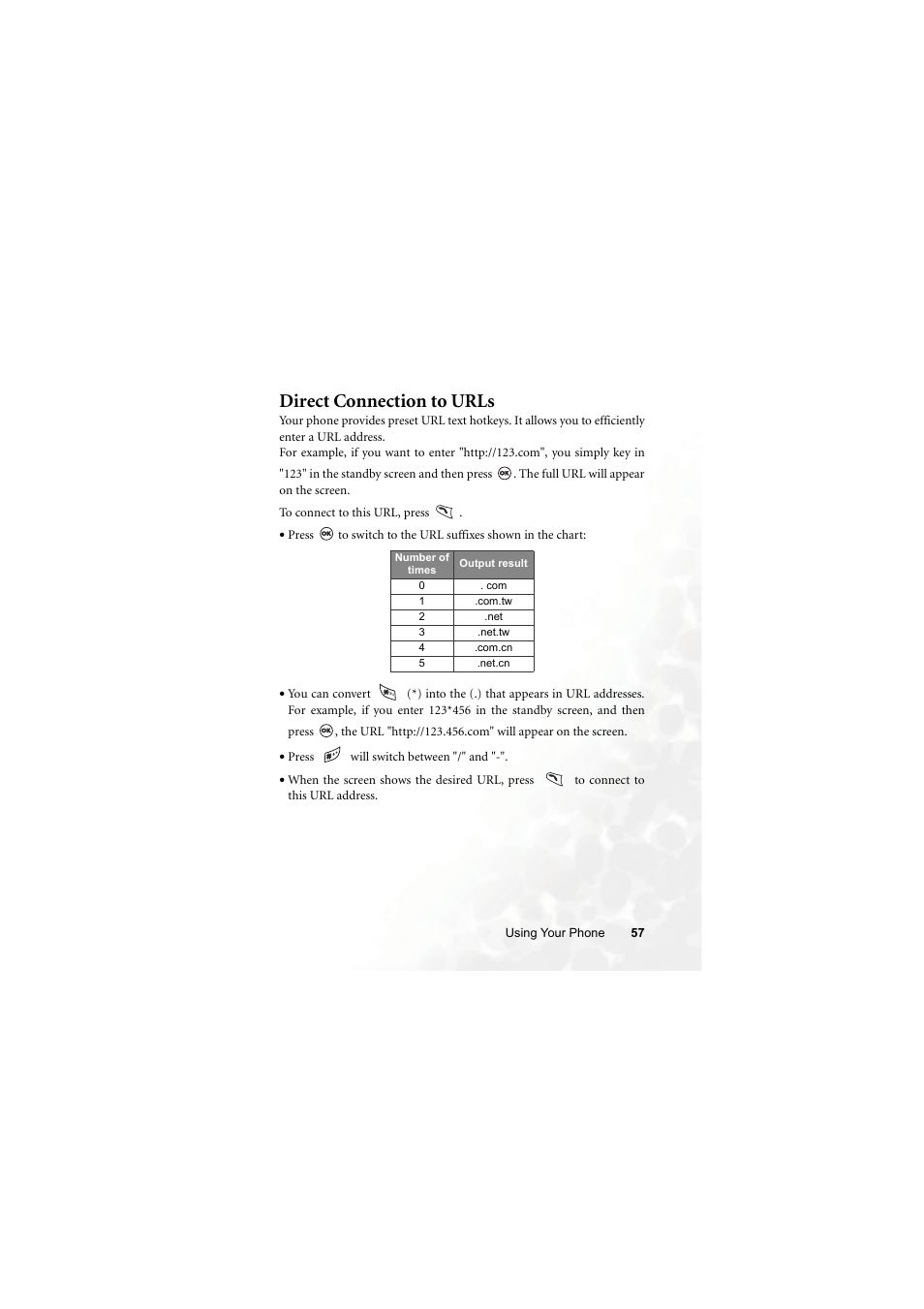 Direct connection to urls | BenQ M315 User Manual | Page 69 / 110